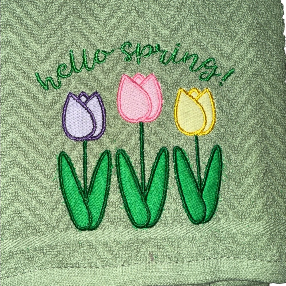 Hello Spring Embroidered Towel NWOT - Picture 2 of 2